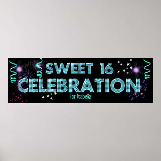 Bannière Affiche Sweet 16 Bleu sarcelle (Devant)
