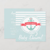 Bannière Ancre bleue Invitation Baby shower nautiq (Devant / Derrière)