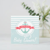 Bannière Ancre bleue Invitation Baby shower nautiq (Debout devant)
