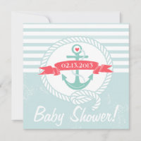 Bannière Ancre bleue Invitation Baby shower nautiq