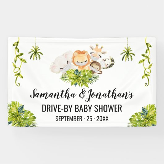 Bannière Animaux de la Jungle Baby shower (Horizontal)