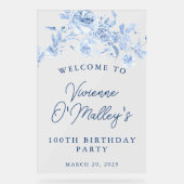 Bannière Anniversaire 100e fête Anniversaire Bleu  (Recto)