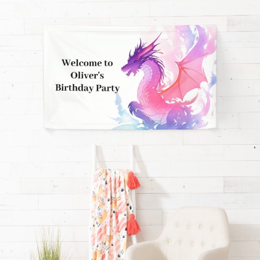 Bannière Anniversaire de enfant Imaginaire Dragon (En situation)