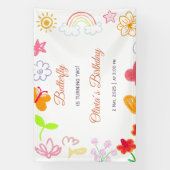 Bannière Anniversaire de enfant violet et jaune (Verticale)