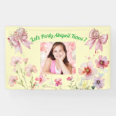 Bannière Anniversaire de la Bow florale rose migno (Horizontal)