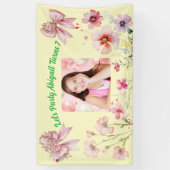 Bannière Anniversaire de la Bow florale rose migno (Vertical)