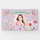 Bannière Anniversaire de la Bow florale rose migno (Horizontal)