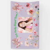 Bannière Anniversaire de la Bow florale rose migno (Vertical)