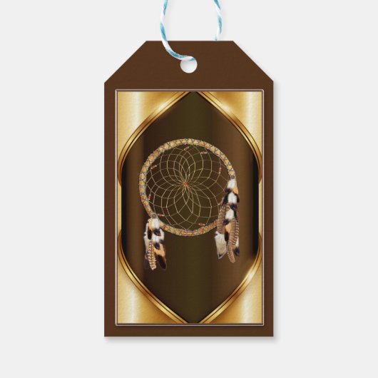 Bannière attrape-rêves en or Étiquette de cadeau (Dos)