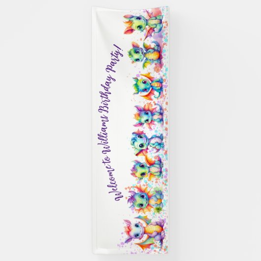 Bannière Baby Dragon fête d'anniversaire (Vertical)