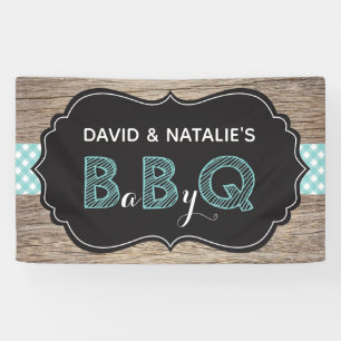 Bannière Baby shower BBQ BBQ Bébé Turquoise