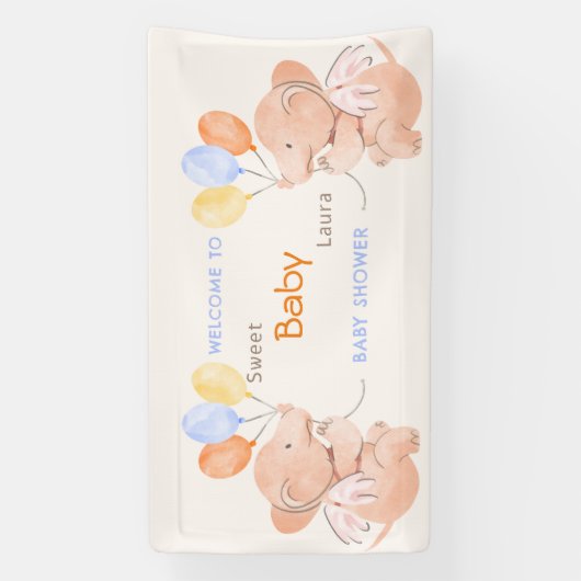 Bannière Baby shower bébé éléphant (Verticale)