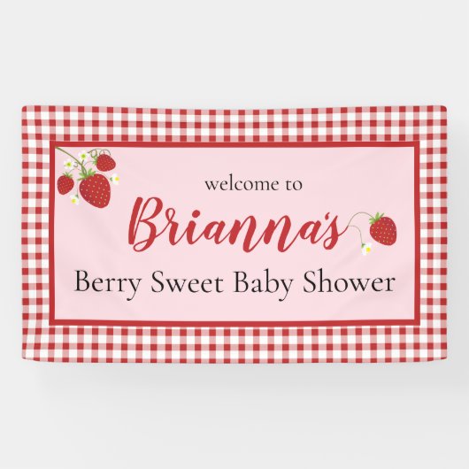 Bannière Baby shower Berry Sweet| Rose et rouge (Horizontal)