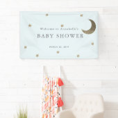 Bannière Baby shower bleu Gold Stars & Moon (En situation)