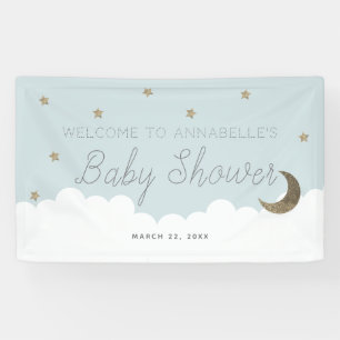 Bannière Baby shower bleu Gold Stars & Moon