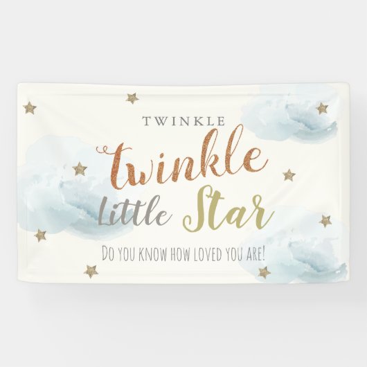 Bannière Baby shower bleu Little Star Twinkle (Horizontal)