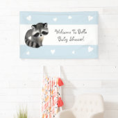 Bannière Baby shower Blue Heart Raccoon (En situation)