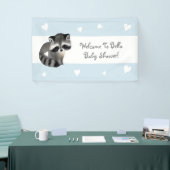 Bannière Baby shower Blue Heart Raccoon (Salon professionnel)