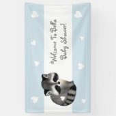 Bannière Baby shower Blue Heart Raccoon (Vertical)