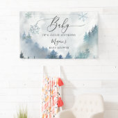 Bannière Baby shower Blue Winter Wonderland (En situation)