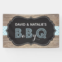 Bannière Baby shower BQ BBQ Bébé bleu