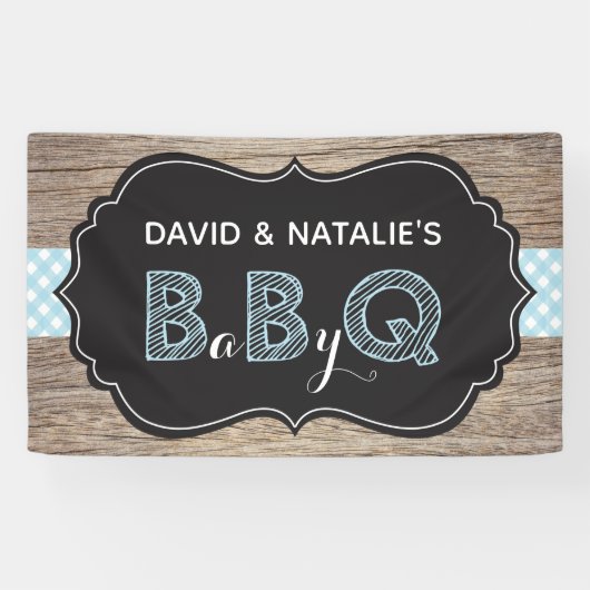 Bannière Baby shower BQ BBQ Bébé bleu (Horizontal)