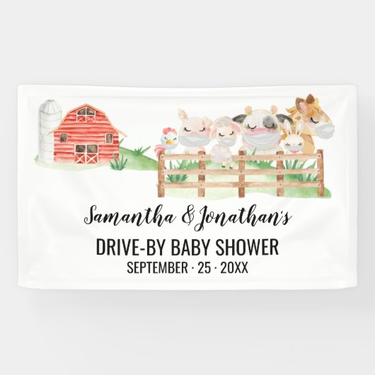 Bannière Baby shower de la ferme Baby Animals (Horizontal)