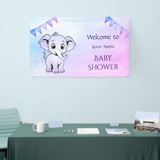 Bannière Baby shower Eléphant mignon (Salon professionnel)