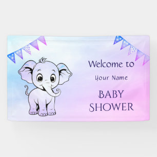 Bannière Baby shower Eléphant mignon