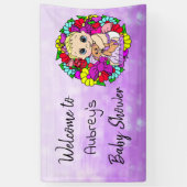 Bannière Baby shower fille, Bébé fille violet (Vertical)