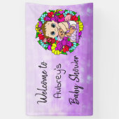 Bannière Baby shower fille, Bébé fille violet (Vertical)