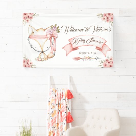 Bannière Baby shower fille Boho Fox (En situation)