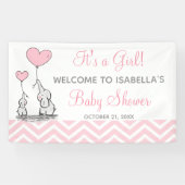 Bannière Baby shower fille Chevron rose Elephant (Horizontal)