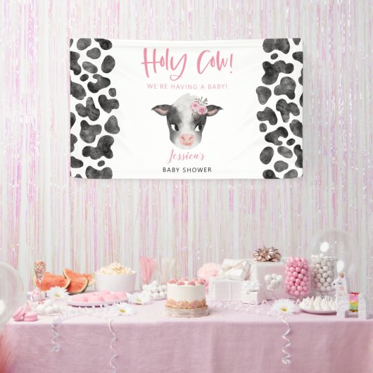 Bannière Baby shower fille vache bébé (Fête)