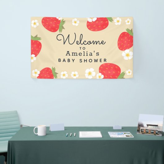 Bannière Baby shower fraise (Salon professionnel)