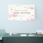 Bannière Baby shower Gold Stars & Clouds Rose (Salon professionnel)