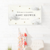Bannière Baby shower Gold Stars & Grey Clouds (En situation)