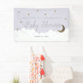 Bannière Baby shower Gold Stars & Moon Lilac (En situation)