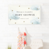 Bannière Baby shower Gold Stars & Nuages (En situation)