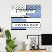 Bannière baby shower Poster Mustache Thème (Bureau à domicile)