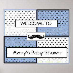 Bannière baby shower Poster Mustache Thème