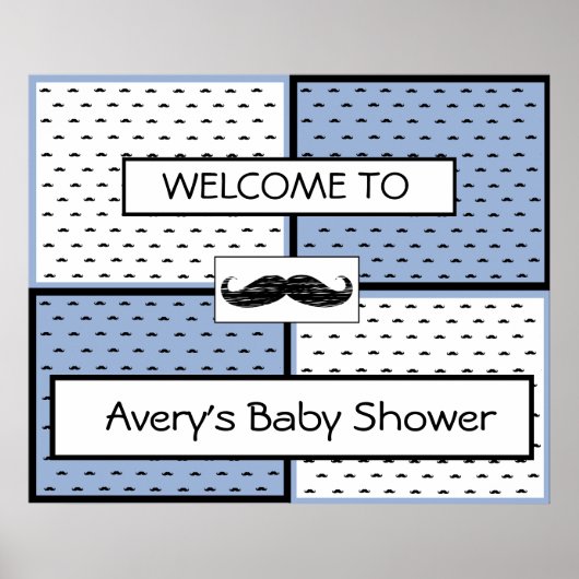 Bannière baby shower Poster Mustache Thème (Devant)