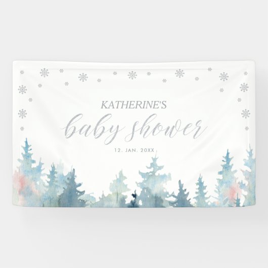 Bannière Baby shower Silver Winter Wonderland (Horizontal)