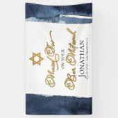 Bannière Bar Mitzvah | Aquarelle bleu marine Abstr (Vertical)