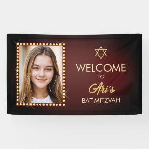 Bannière Bat mitzvah Broadway avec photo en lumièr