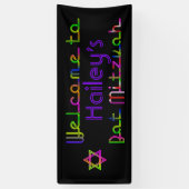 Bannière Bat mitzvah PixDezines Neon Lights 6'x2.5 (Vertical)