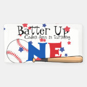Bannière Batte Up Baseball First Birthday (Horizontal)