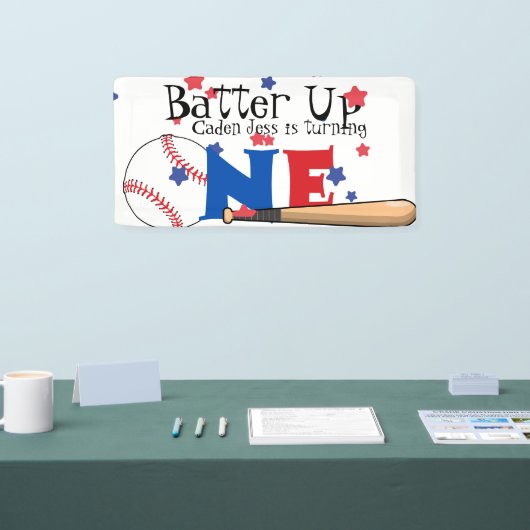 Bannière Batte Up Baseball First Birthday (Salon professionnel)
