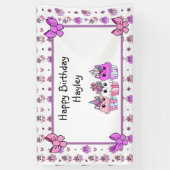 Bannière BIrthday de la petite licorne Cupcakes (Vertical)