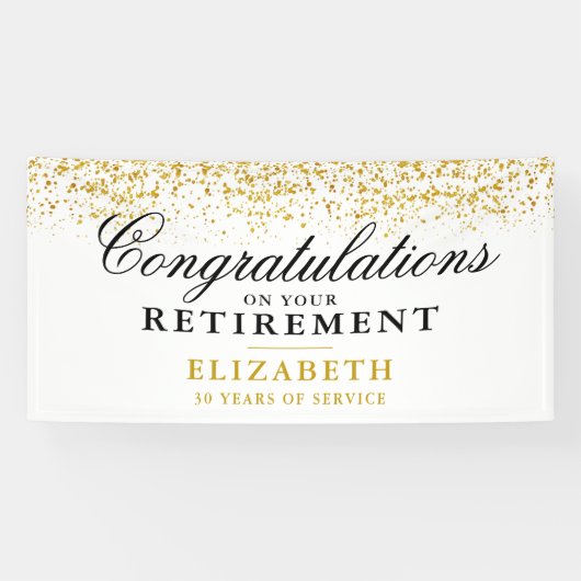 Bannière blanche Parties scintillant or de la part (Horizontal)